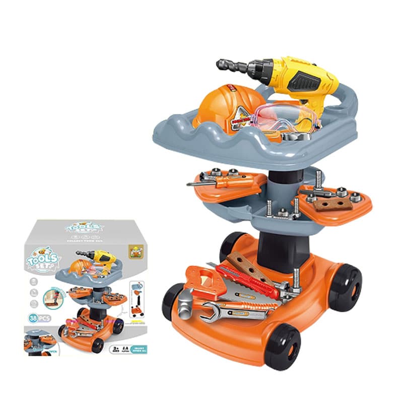 ALAT SET ZA IGRU NA BATERIJE S RADNIM STOLIĆEM NA KOTAČIMA 35×48 CM