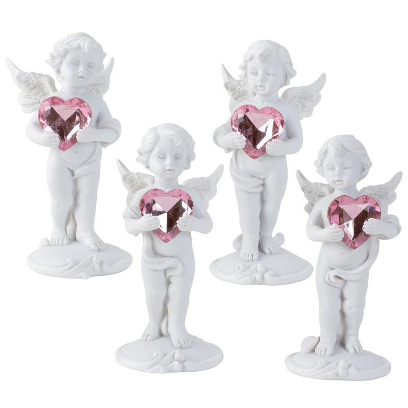 ANĐEO FIGURA BIJELI SA SRCEM OD ROZOG KRISTALIĆA 11×5 cm