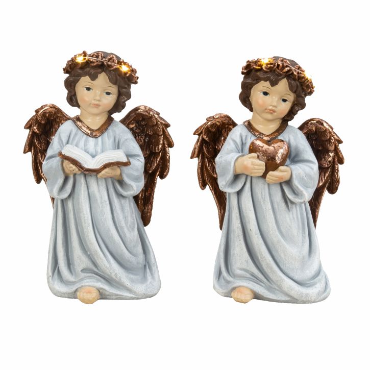 ANĐEO FIGURA BIJELO-SMEĐI S LED SVJETLIMA 26×17 cm